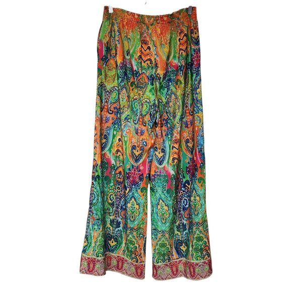 Lauren Ralph Lauren Size Large Pants Wide Leg Colorful Boho Preppy - Picture 2 of 6